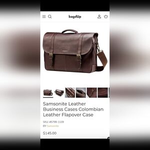 Samsonite Leather Business Case Colombian Leather Flapover Case